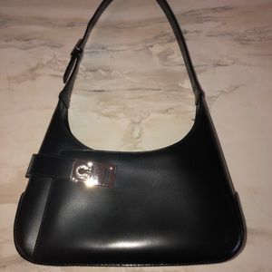 Salvatore Ferragamo Black Leather Shoulder Bag
